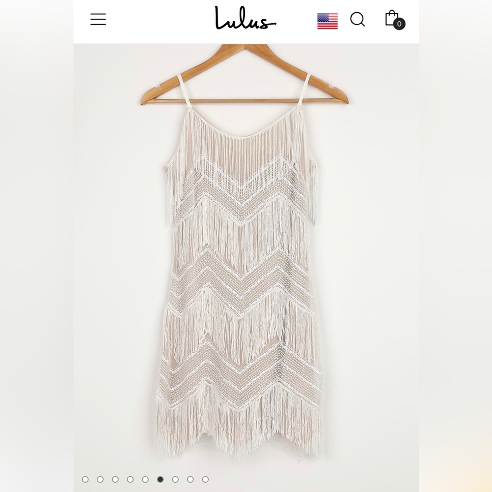 Lulus Shake It Off White Sequin Fringe Sleeveless Mini Dress